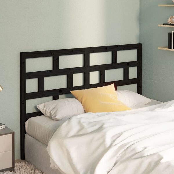 vidaXL T&ecirc;te de lit Noir 146x4x100 cm Bois massif de pin