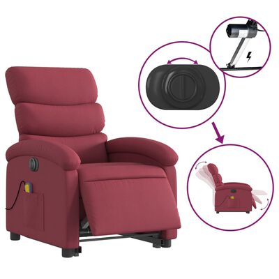 vidaXL Fauteuil inclinable de massage électrique Rouge bordeaux Tissu