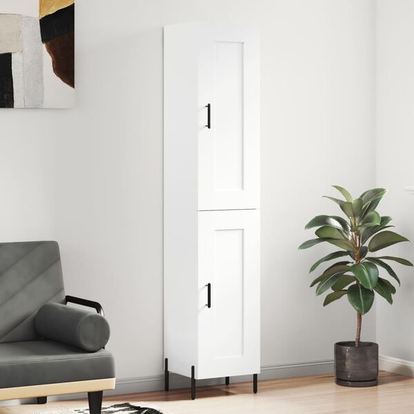 vidaXL Buffet haut Blanc 34,5x34x180 cm Bois d'ing&eacute;nierie