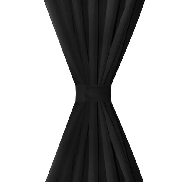 2 pcs Rideau &agrave; Passant Micro Satin Noir 140 x 245 cm