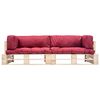 vidaXL Canap&eacute;s de jardin palette 2 pcs avec coussins rouge Bois de pin