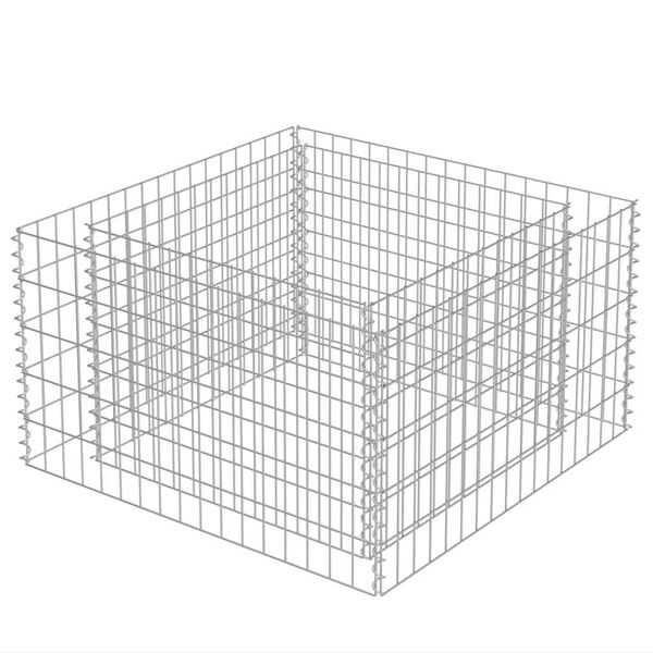 vidaXL Lit sur&eacute;lev&eacute; &agrave; gabion Acier galvanis&eacute; 90x90x50 cm