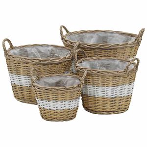 vidaXL Lits sur&eacute;lev&eacute;s 4 pcs Osier avec doublure en PE