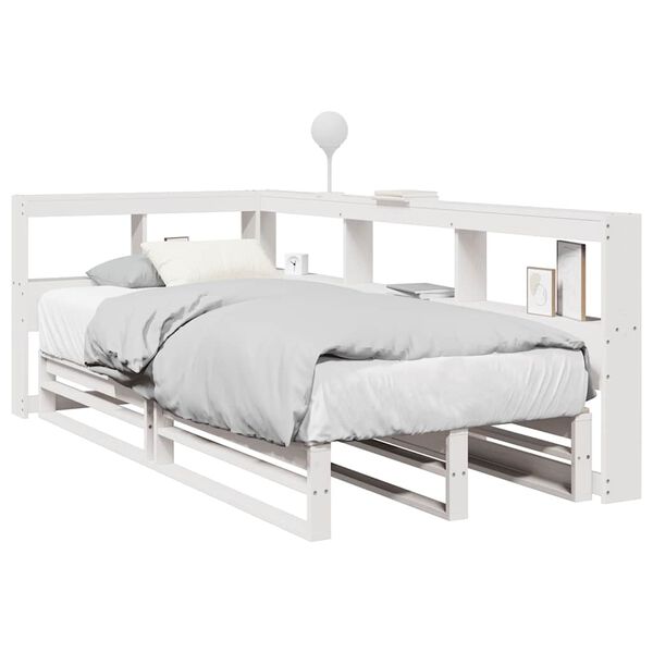 vidaXL Lit biblioth&egrave;que sans matelas blanc 75x190cm bois de pin massif