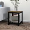 vidaXL Table d'appoint Marron fonc&eacute; et noir 40x40x45 cm MDF et fer
