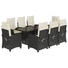 vidaXL Ensemble &agrave; manger de jardin 9pcs coussins noir r&eacute;sine tress&eacute;e