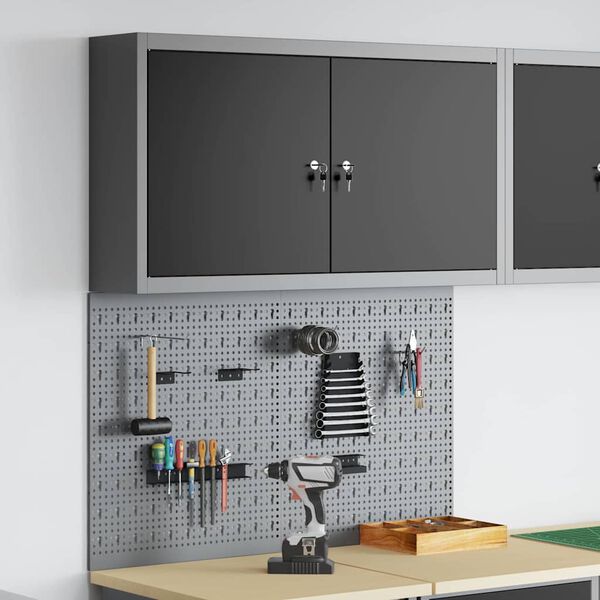 vidaXL Ensemble d'armoires &agrave; outils 3 pcs Noir Acier enduit de poudre