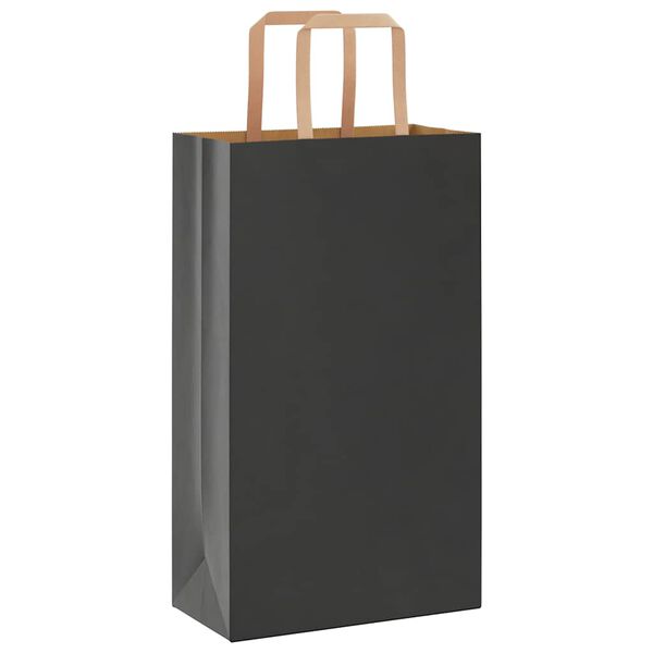 vidaXL Sacs en papier 50 pcs avec poign&eacute;es noir 21x11x36 cm