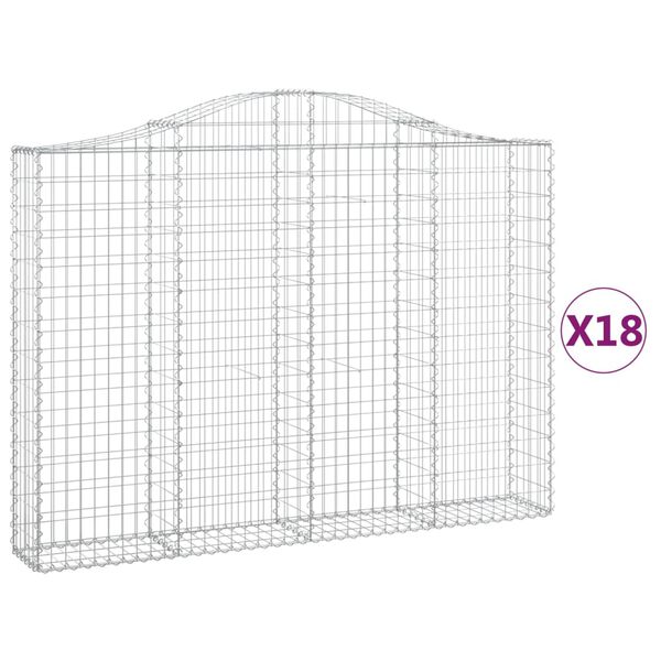 vidaXL Paniers &agrave; gabions arqu&eacute;s 18 pcs 200x30x140/160 cm Fer galvanis&eacute;