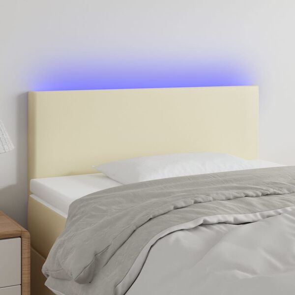 vidaXL T&ecirc;te de lit &agrave; LED Cr&egrave;me 100x5x78/88 cm Similicuir