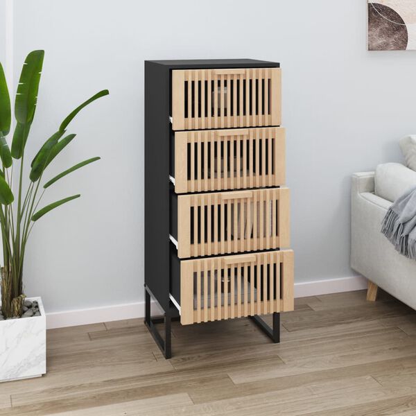 vidaXL Buffet haut noir 40x30x95 cm bois d'ing&eacute;nierie