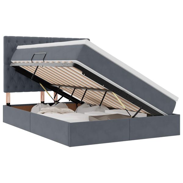 vidaXL Lit avec rangement et matelas Gris fonc&eacute; 140 x 190 cm Velours