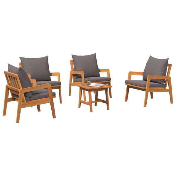 vidaXL Ensemble bistrot avec coussin 5 pcs Marron Bois d'Acacia Massif