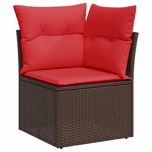 vidaXL Salon de jardin avec coussins 7 pcs marron résine tressée acacia