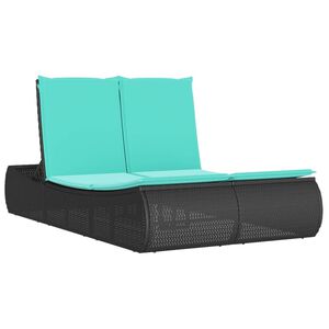 vidaXL Chaise longue double avec coussins noir r&eacute;sine tress&eacute;e