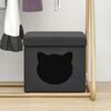 vidaXL Tabouret de rangement pliable avec motif de chat Noir Tissu