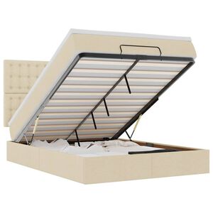 VidaXL Cadre de lit ottoman avec matelas cr&egrave;me 140x200 cm tissu