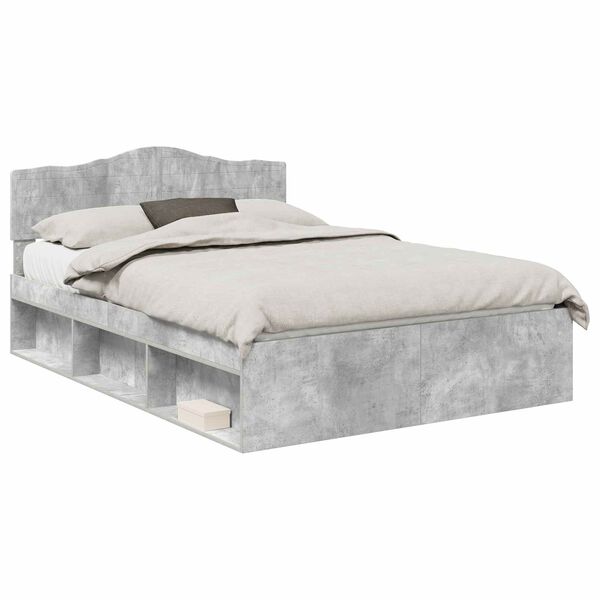 vidaXL Cadre de lit B&eacute;ton 140 x 200 cm Bois de pin massif