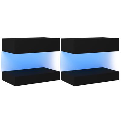 vidaXL Meubles TV avec lumières LED 2 pcs noir 60x35 cm