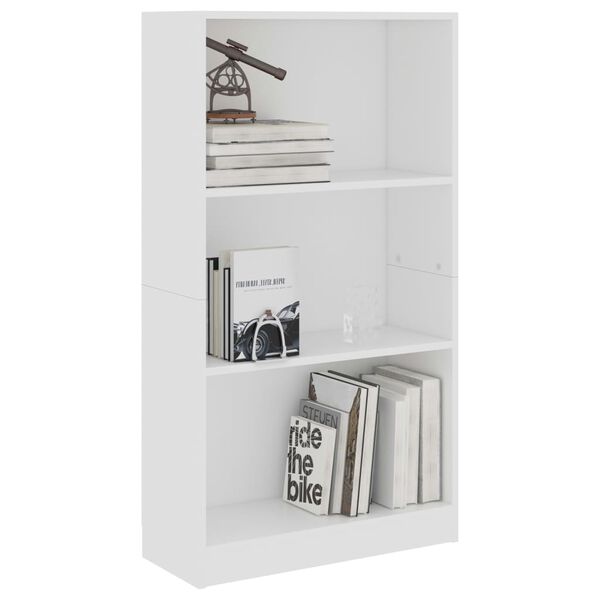 vidaXL Biblioth&egrave;que 3 niveaux Blanc 60x24x109 cm Bois d'ing&eacute;nierie