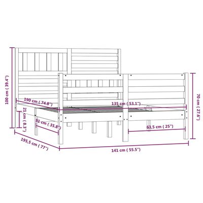 vidaXL Cadre de lit sans matelas 135x190 cm bois massif