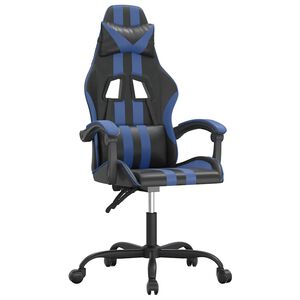 vidaXL Chaise de jeu pivotante Noir et bleu Similicuir