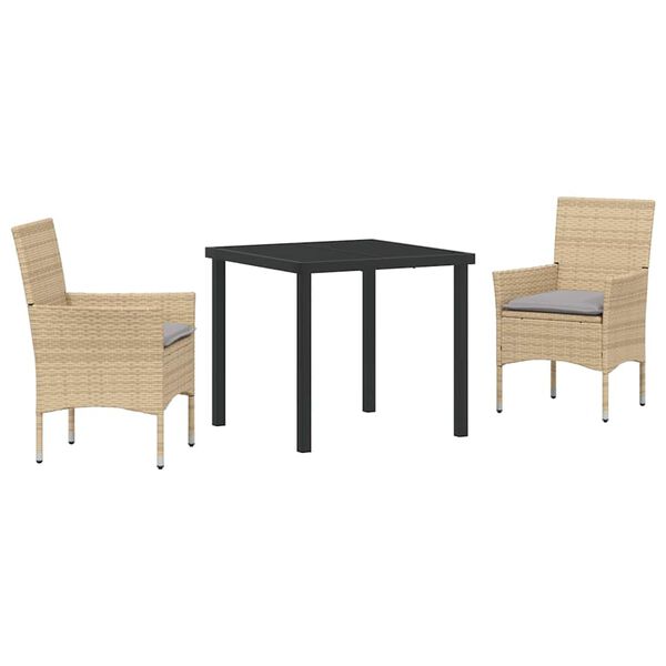 vidaXL Ensemble de salle &agrave; manger pour jardin 3 pcs Beige polyrotin