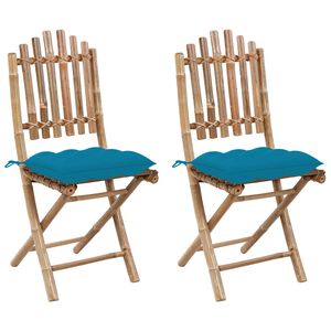 vidaXL Chaises pliantes (lot de 2) avec coussins en bambou