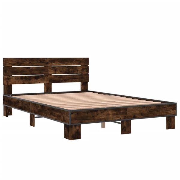vidaXL Cadre de lit sans matelas ch&ecirc;ne fum&eacute; 120x190 cm