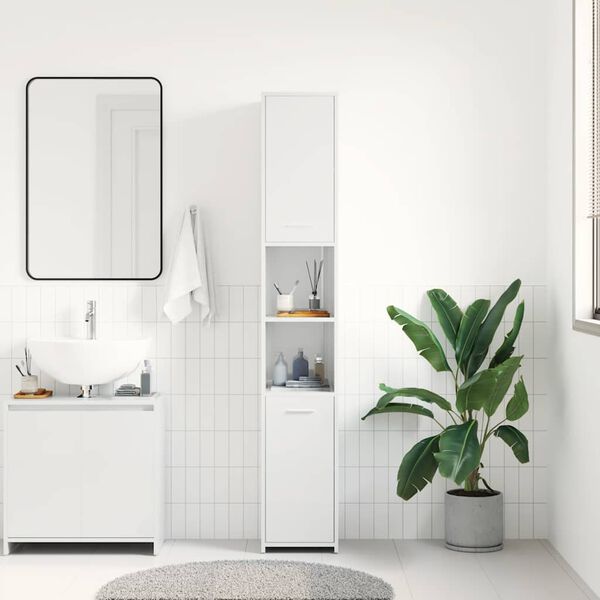 vidaXL Armoire de salle de bain Blanc brillant Bois d'ing&eacute;nierie