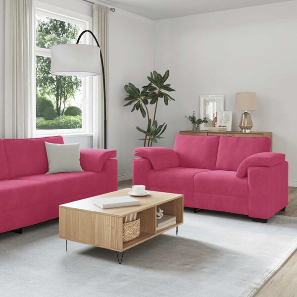 vidaXL Ensemble de canap&eacute;s 3 pcs avec coussins Rouge bordeaux Velours