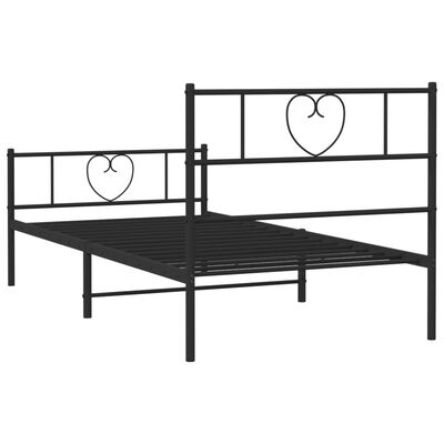 vidaXL Cadre de lit métal sans matelas avec pied de lit noir 90x190 cm