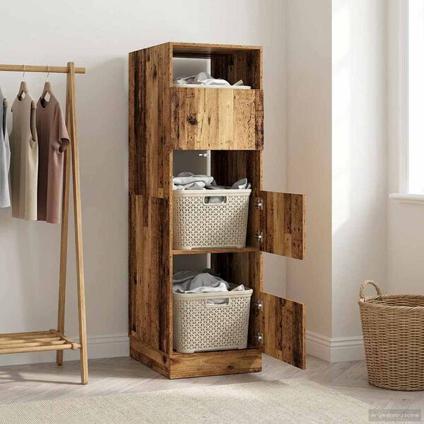 vidaXL Armoire &agrave; Laver avec stockage Bois ancien Bois d'ing&eacute;nierie