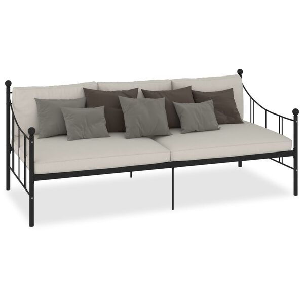 vidaXL Cadre de lit de repos sans matelas noir m&eacute;tal 90x200 cm