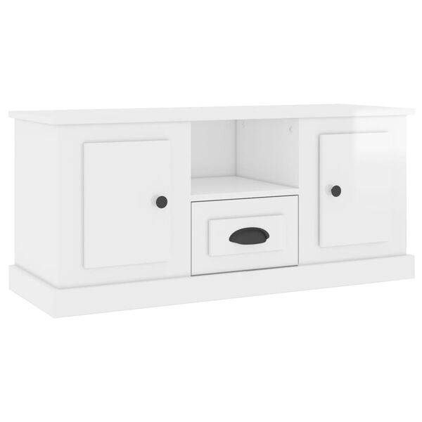 vidaXL Meuble TV blanc brillant 100x35,5x45 cm bois d'ing&eacute;nierie