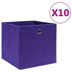 vidaXL Bo&icirc;tes de rangement 10 pcs Tissu intiss&eacute; 28x28x28 cm Violet
