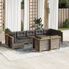 vidaXL Salon de jardin 9 pcs avec coussins gris r&eacute;sine tress&eacute;e