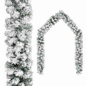 vidaXL Guirlande de No&euml;l avec neige floqu&eacute;e Vert 5 m PVC