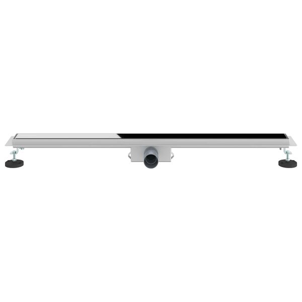 vidaXL Drain de Douche avec Couverture en Verre Noir 90 cm