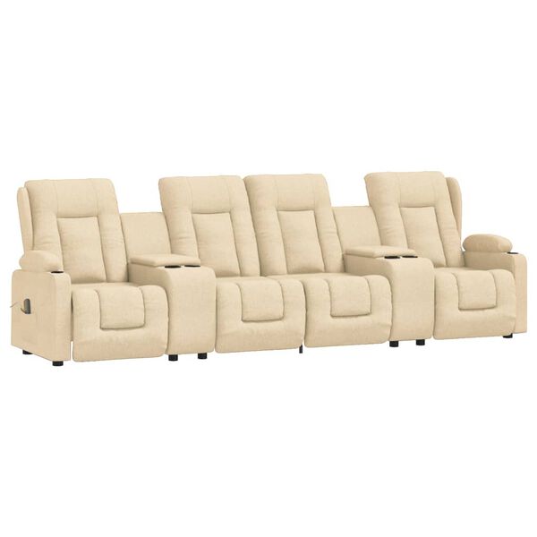 vidaXL Fauteuil de massage inclinable et porte-gobelets 4 places crème