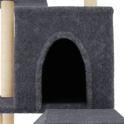 vidaXL Arbre à chat avec griffoirs en sisal gris foncé 110,5 cm