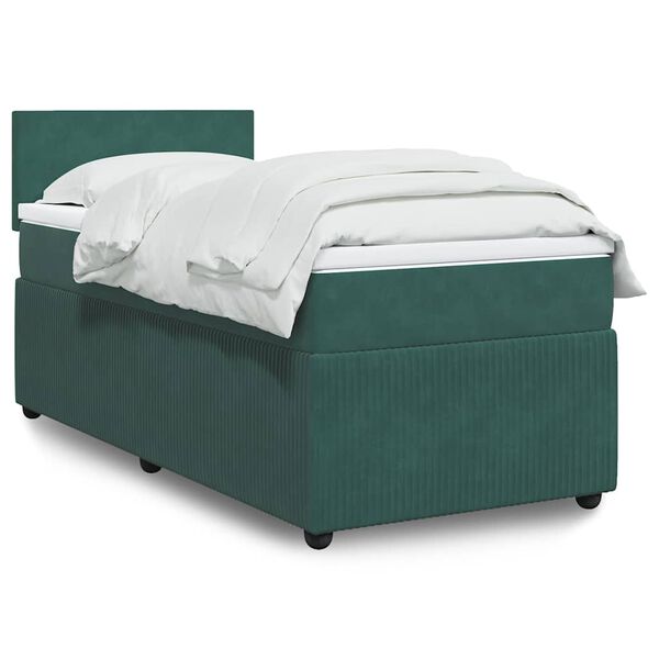 vidaXL Sommier &agrave; lattes de lit et matelas Vert fonc&eacute; 80x200 cm Velours