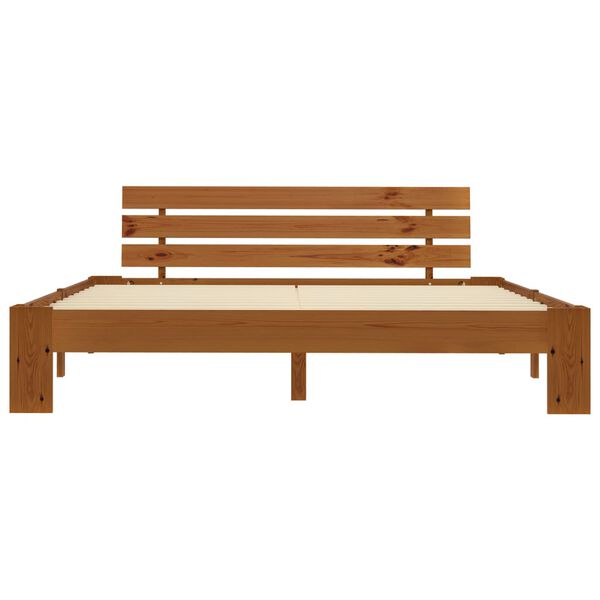 vidaXL Cadre de lit sans matelas marron miel 180x200cm bois massif pin