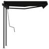 vidaXL Auvent manuel r&eacute;tractable avec poteaux 3x2,5 m Anthracite