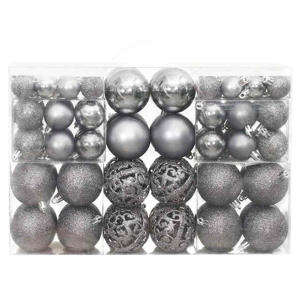 vidaXL Boules de Noël 100 pcs gris 3 / 4 / 6 cm