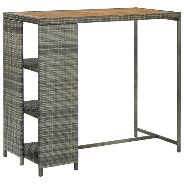 vidaXL Table de bar avec rangement Gris 120x60x110 cm Résine tressée