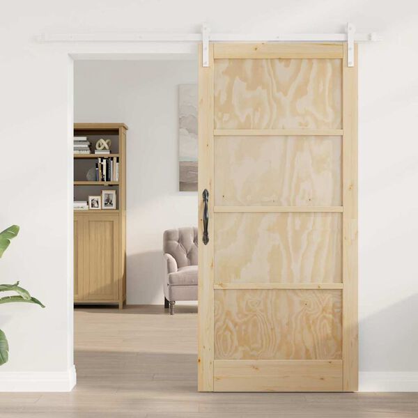vidaXL Porte coulissante Marron 93 x 202 cm Pin massif