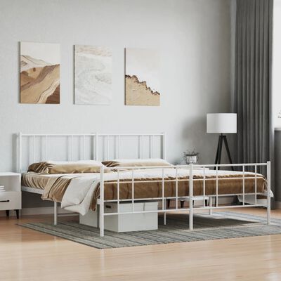 vidaXL Cadre de lit métal sans matelas et pied de lit blanc 200x200 cm