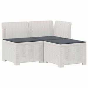 vidaXL Canap&eacute; de jardin 3 places avec coussins look rattan PP Blanc