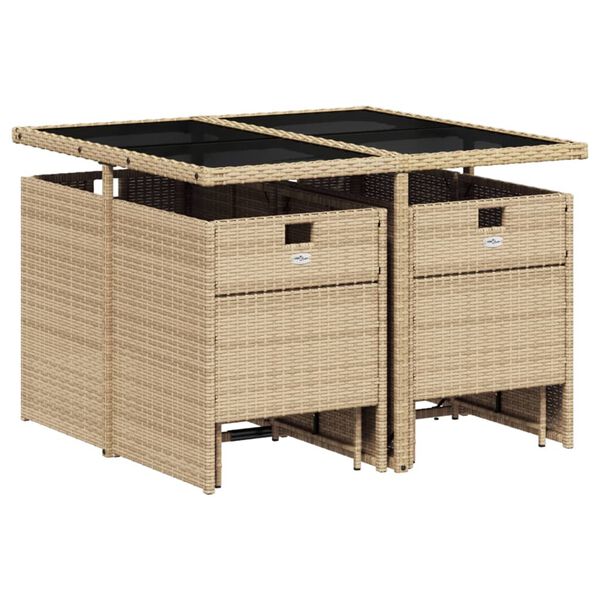 vidaXL Ensemble &agrave; manger de jardin et coussins 9 pcs m&eacute;lange beige